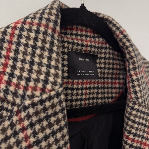 Bershka Long Women's Houndstooth Coat - Picture 10 of 11